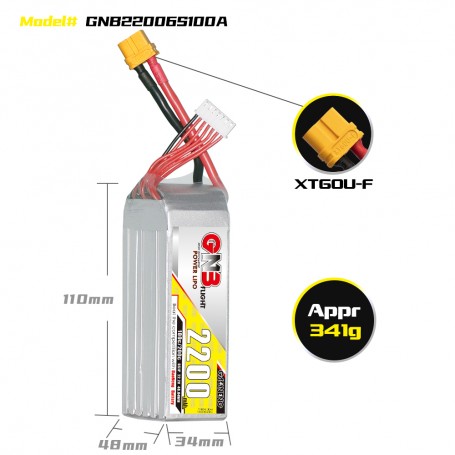 GAONENG GNB 6S 22.2V 2200mAh 100C XT60