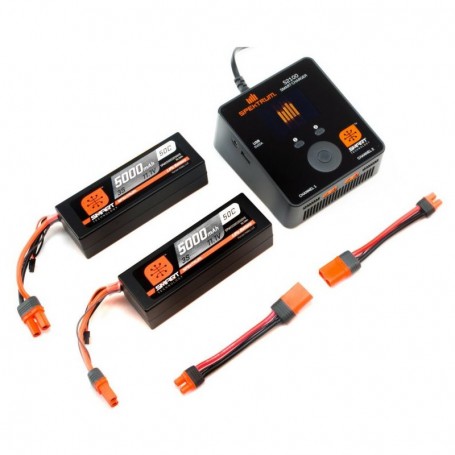 SPKETRUM / ARRMA - Spektrum Combo Chargeur Smart S2100 + 2X lipo Smart 11.1v 3S 5000mah 50C IC5