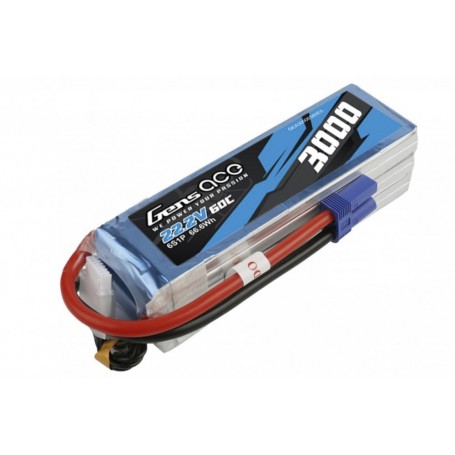 GENS ACE 3000mAh 22.2V 60C 6S1P - EC5 Plug