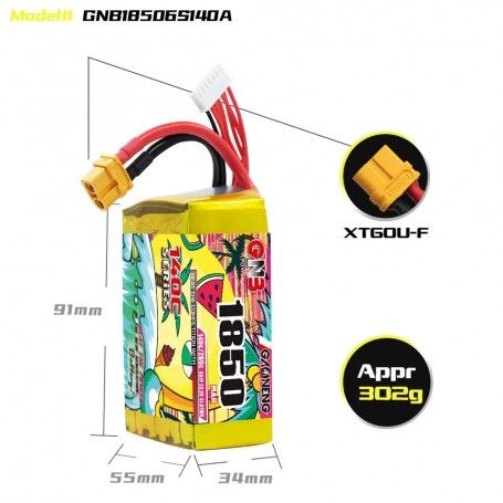 GAONENG GNB 6S 22.2V 1850mAh 140C XT60